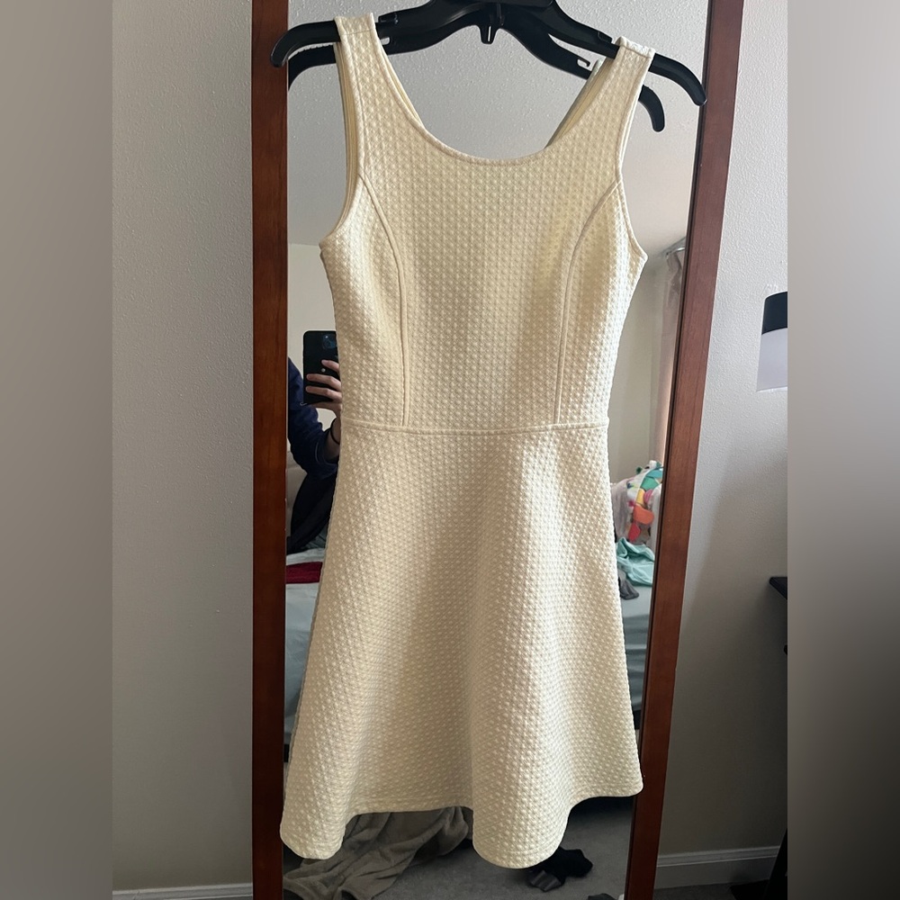 Frenchi yellow Textured Sleeveless Fit-and-Flare Mini Dress